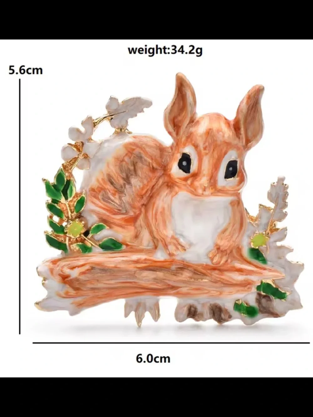 Adorable Squirrel Woodland Gold Brooch